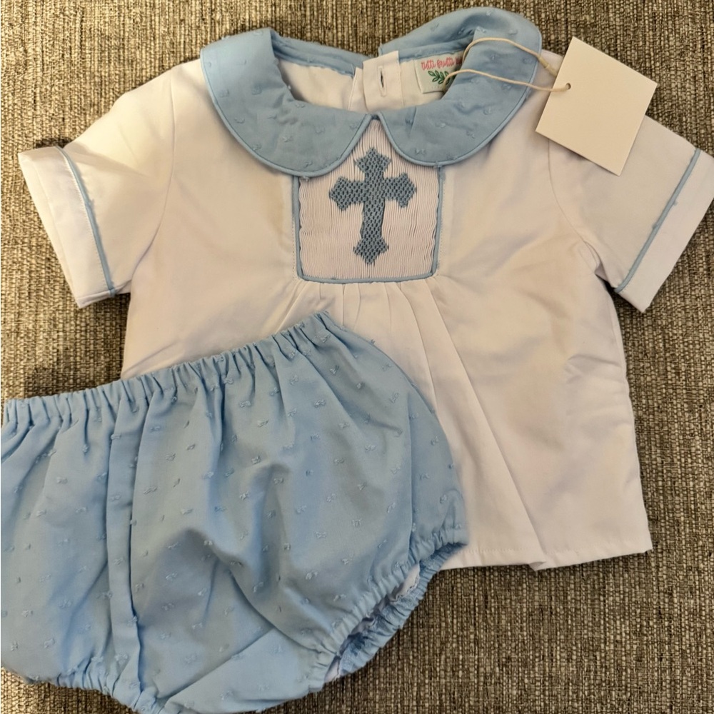 Smocked Boys Cross Bloomer set